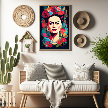 Frida Kahlo Bold Colourful Portrait Wall Art - 5