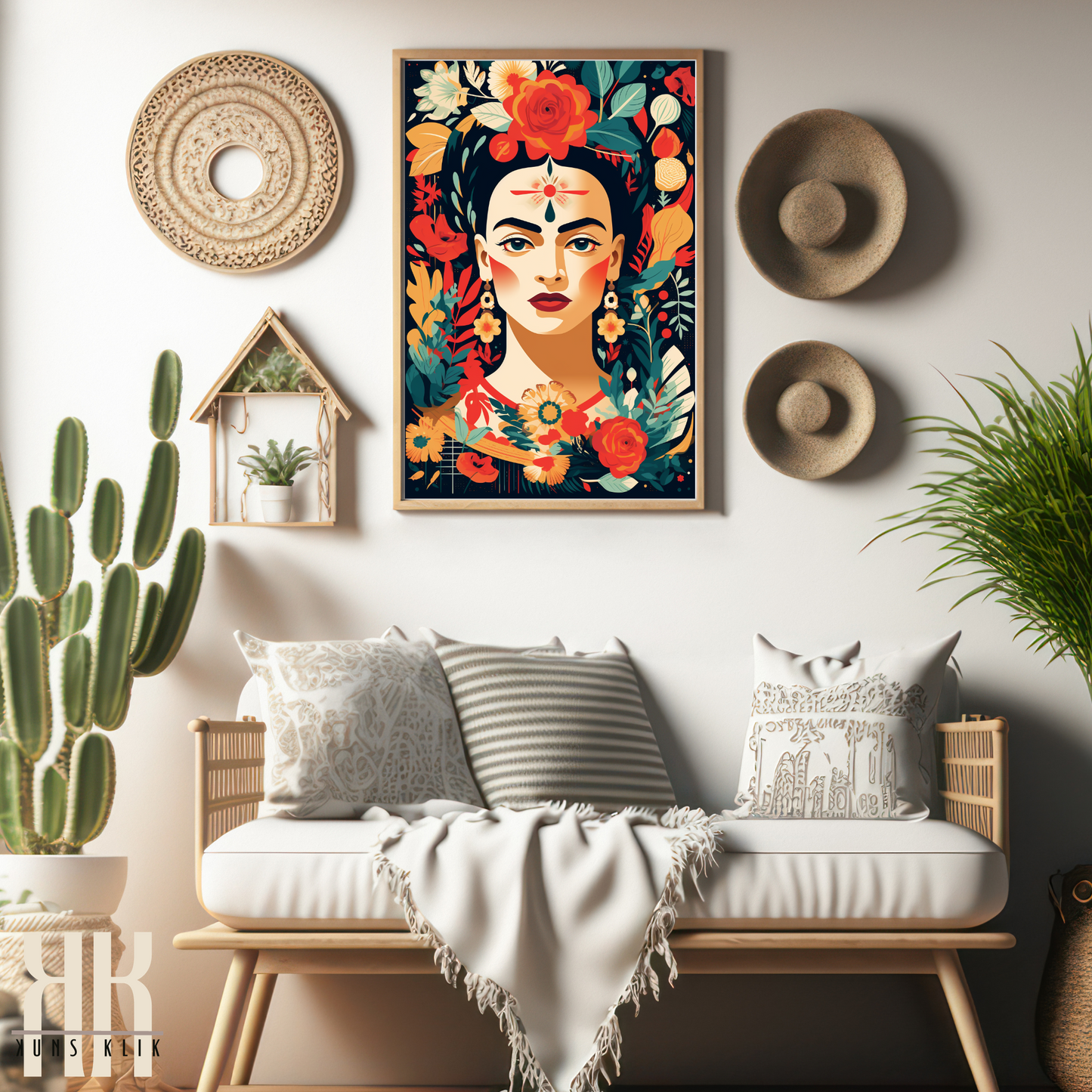 Frida Kahlo Bold Colourful Portrait Wall Art - 3