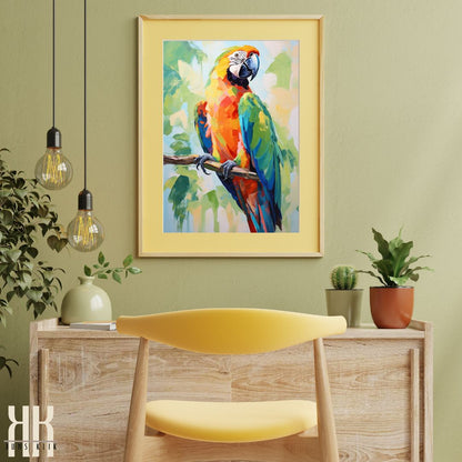 Watercolour Tropical Parrot Wall Art Print