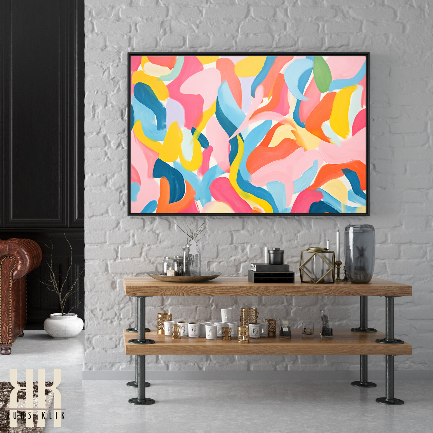 Colourful Leaf Broad Brush Stroke Matisse Pattern Print - 24