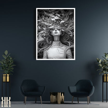 Surreal Black and White Female Portrait Art Print