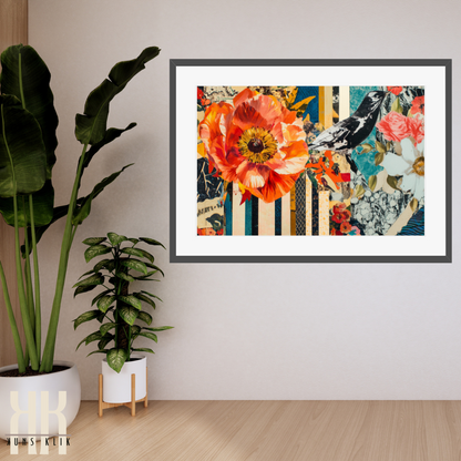 Eclectic Collage Art Print – Colourful Abstract Floral Wall Art