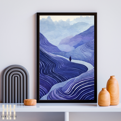 Blue and White Modern Landscape Art