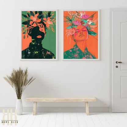 Bold Green and Pink Fashion Illustration Wall Art