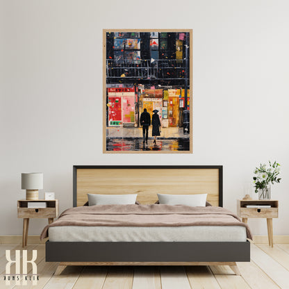 Romantic Couple Urban Cityscape Wall Art - 2