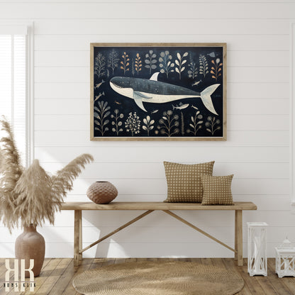 Scandinavian Whale Folk Art Print - 10