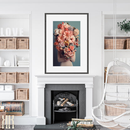 Woman Flower Bouquet Head Feminine Wall Art - 2