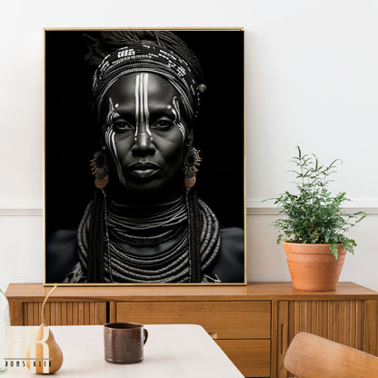 Tribal Woman Black and White Photography Print - 4