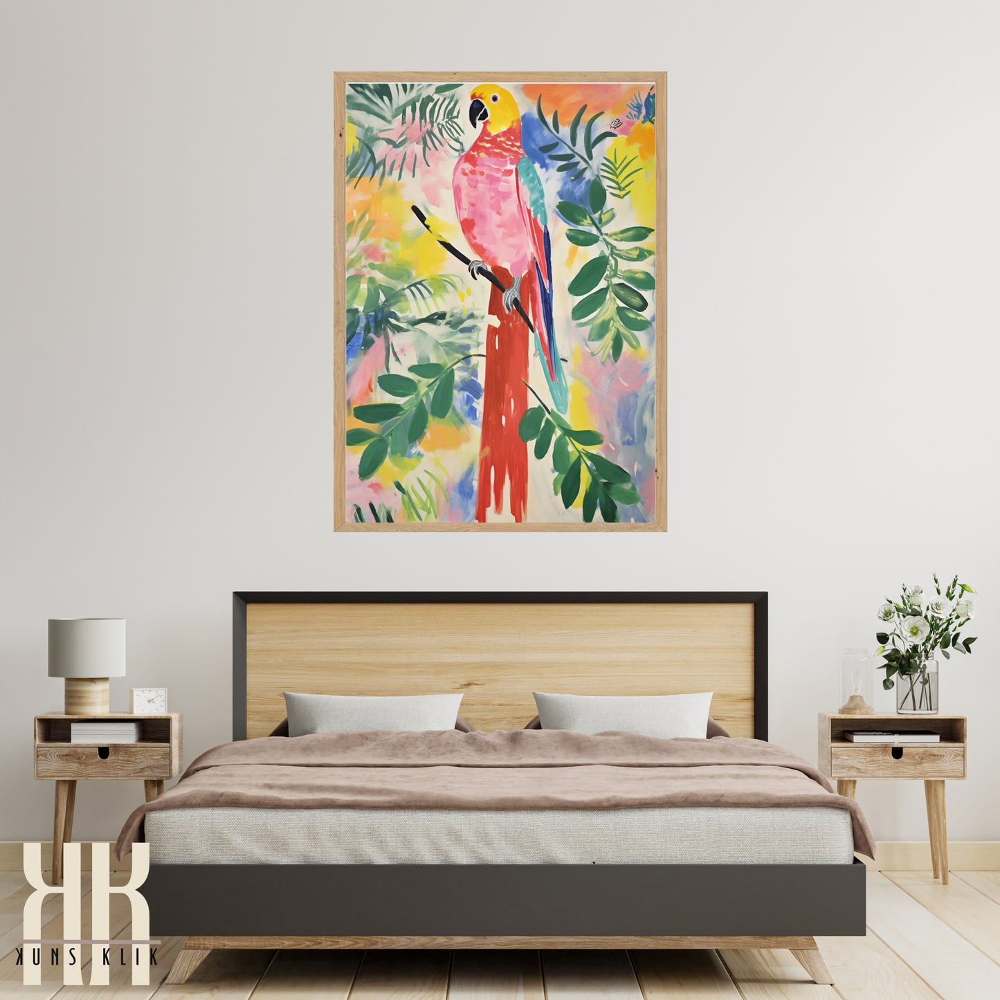 Bright Bold Birds on Botanical Background Art - 4