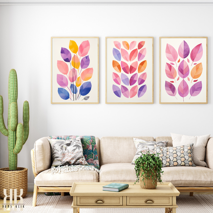 Modern Watercolour Leaves Print Minimalist Botanical Decor