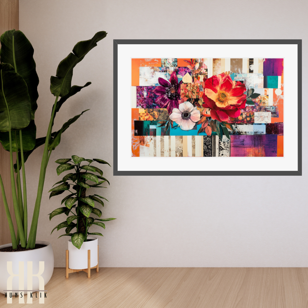 Bold Maximalist Collage Art – Fashion-Inspired Mixed Media Floral Print