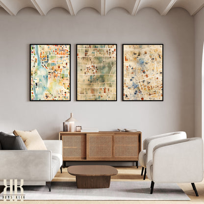 Abstract Cityscape Urban Map Art Print - 12