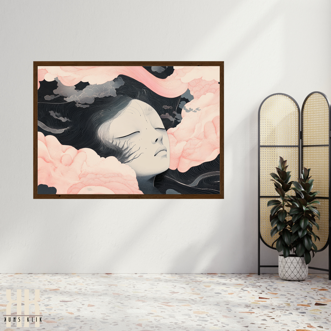 Flowing Ink Portrait Print - Soft Feminine Artistic Decor