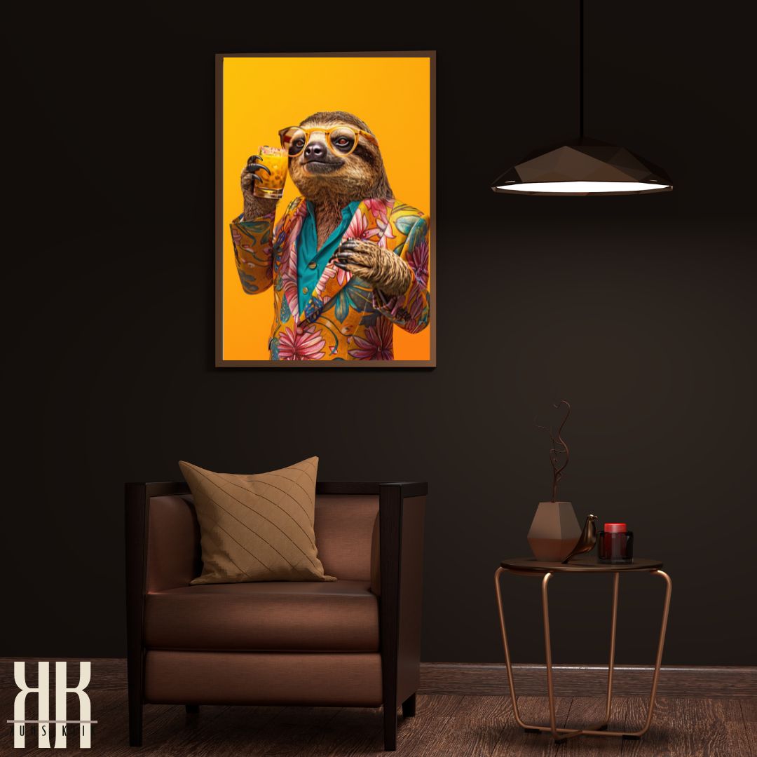 Classy Sloth in Bright Floral Suit