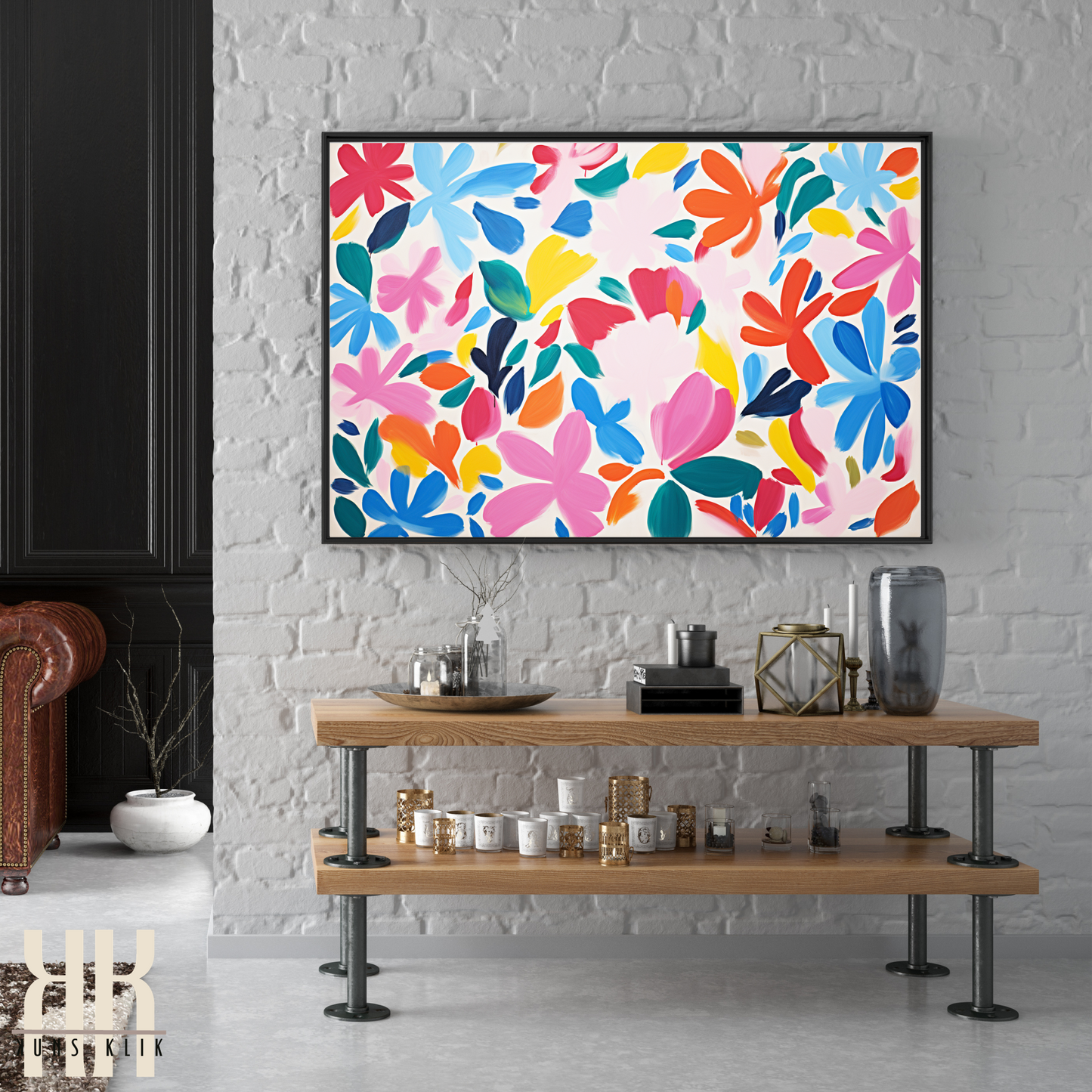 Colourful Leaf Broad Brush Stroke Matisse Pattern Print - 18