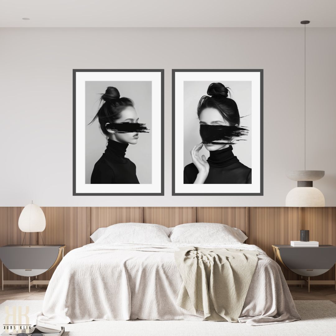 Minimalist Female Portrait in Bold Black and White Design