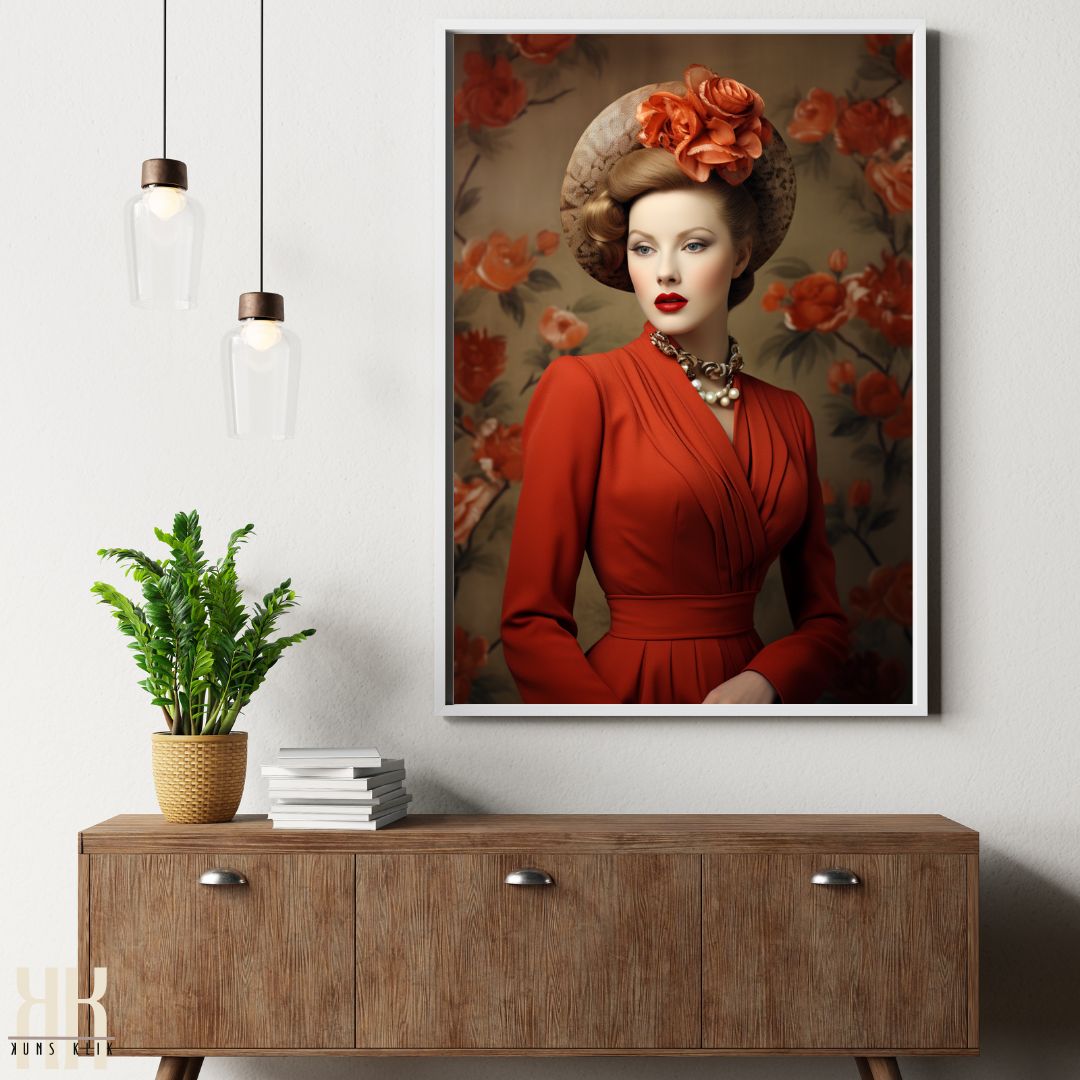 Elegant Retro Women Portraits Art Print