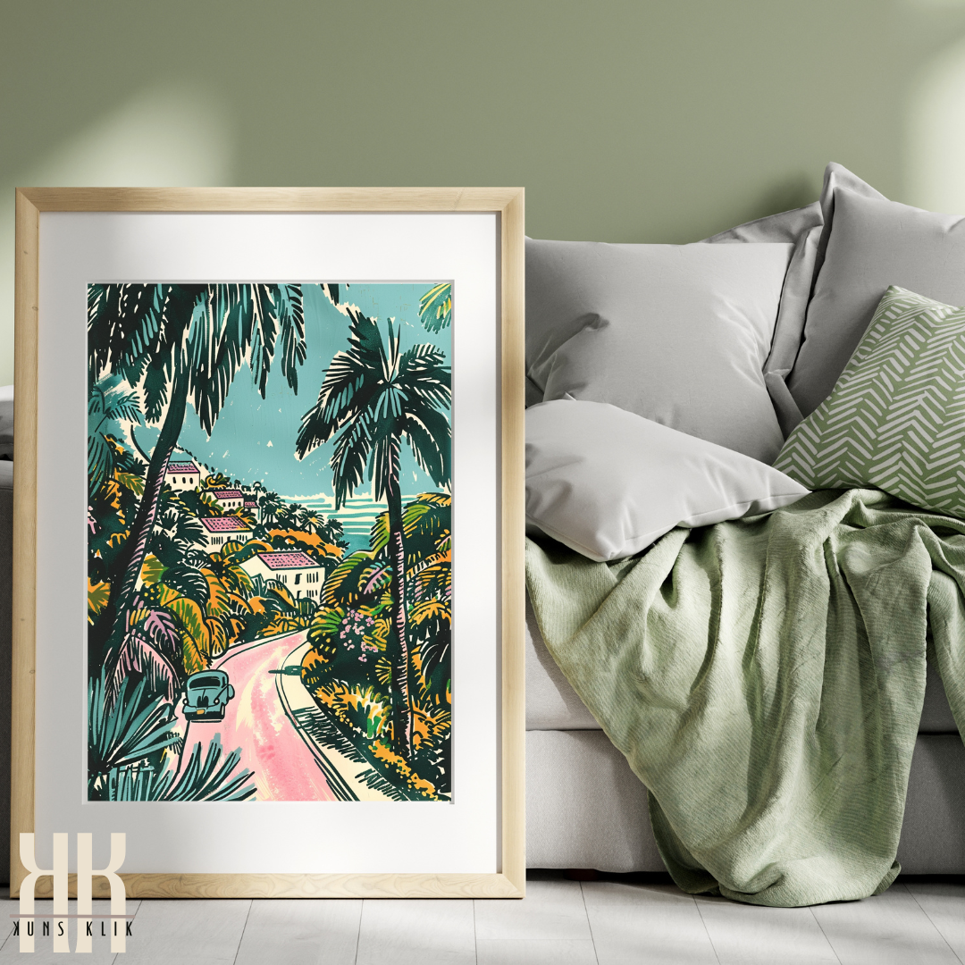 Old Havana-Inspired Wall Art – Tropical Architecture & Lush Palms