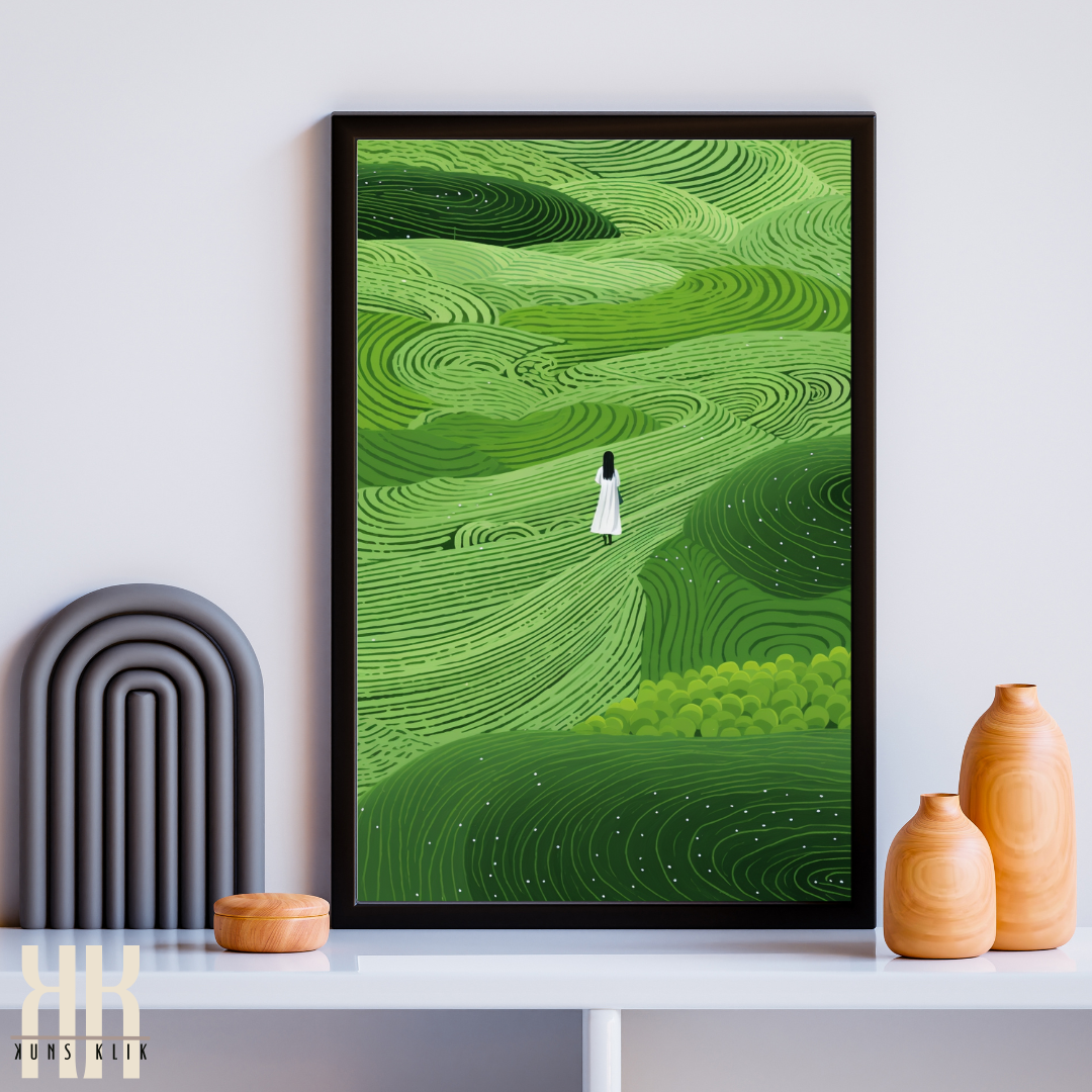 Nature-Inspired Green Abstract Wall Art Print