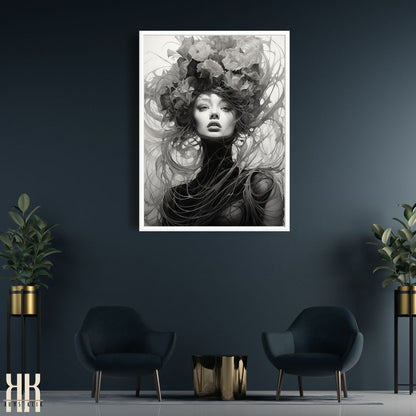 Black and White Female Portrait Art Print