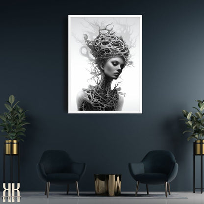 Monochromatic Horror Strange Portrait Art Print