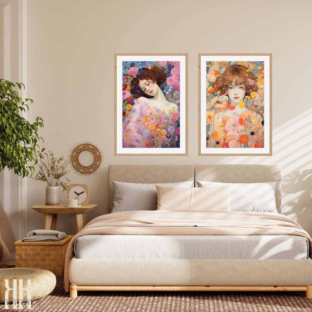 Romantic Woman in Blooming Garden Art Print