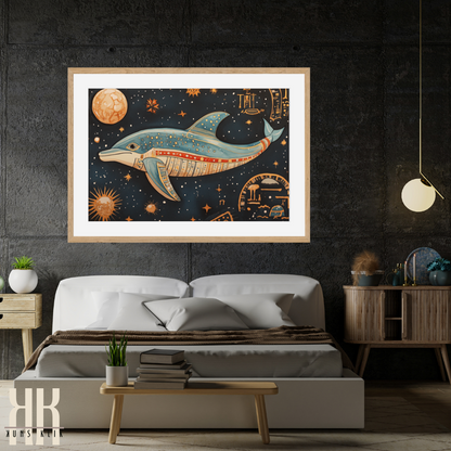 Surreal Dolphin in a Cosmic Realm - Unique Universe Wall Decor