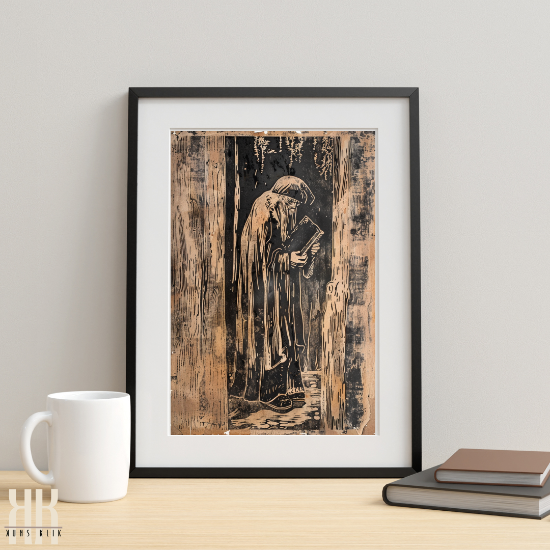 Old Man Lone Figure Vintage Antique Wall Art