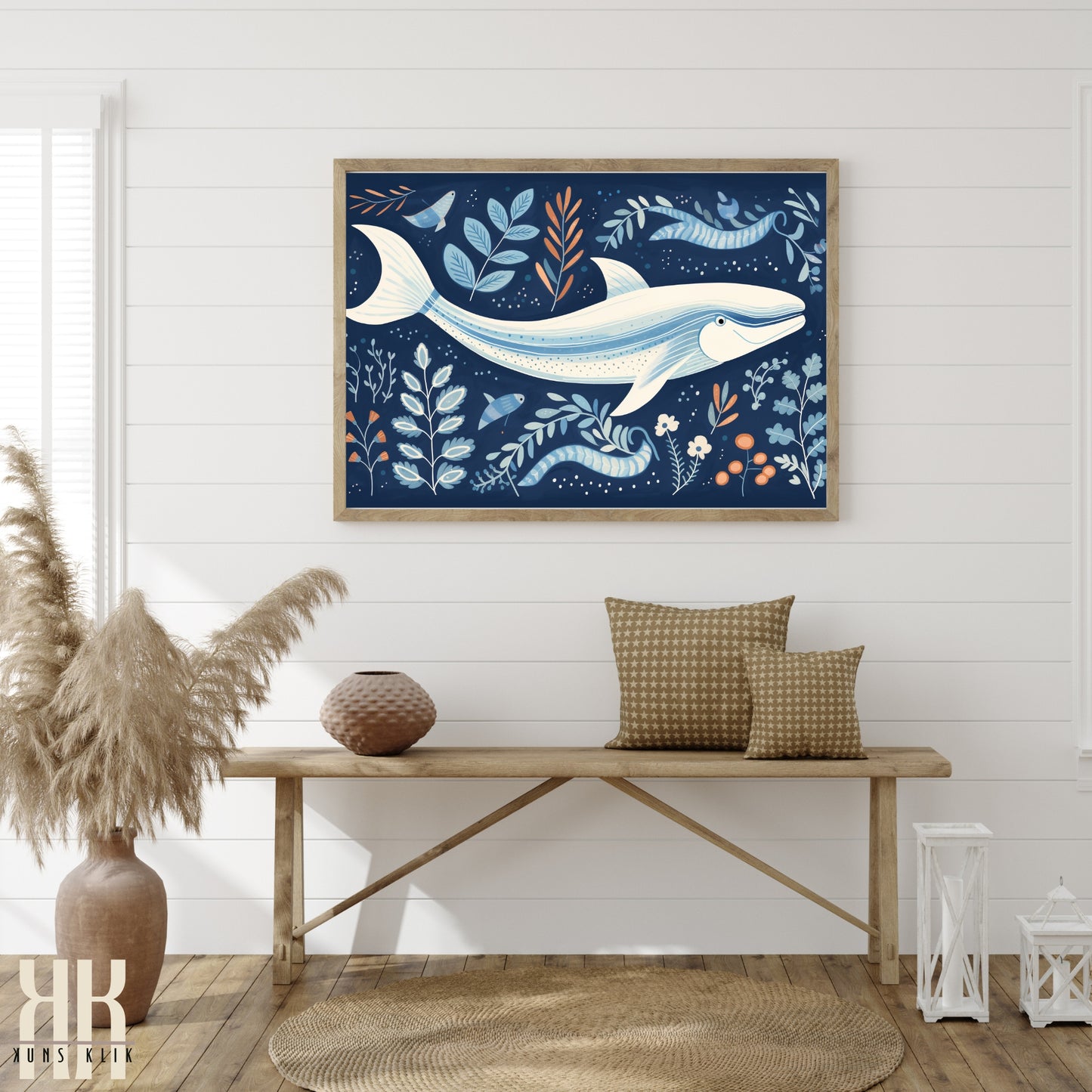 Scandinavian Whale Folk Art Print - 11