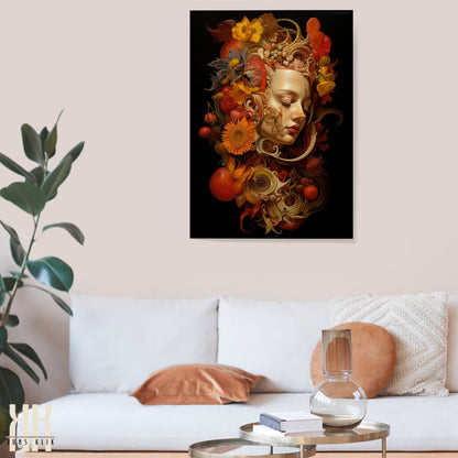 Fruit and Flower Enriched Woman Portrait Print