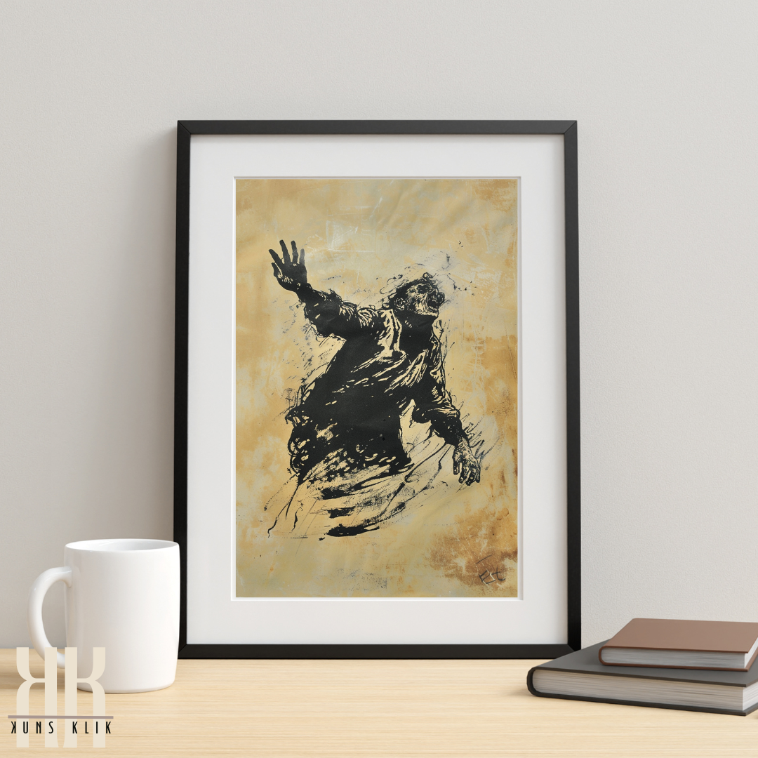 Abstract Male Figure Sketch Wall Art Print