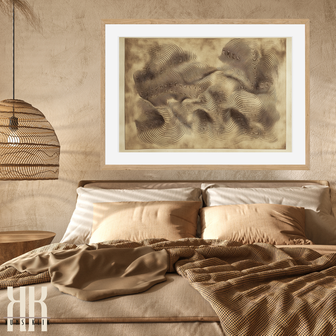 Flowing Ink Wave Art Print - Vintage Modern Design