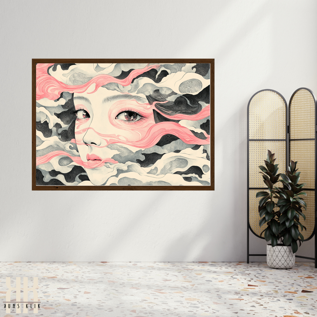 Japanese-Inspired Ethereal Portrait - Fine Art Wall Poster