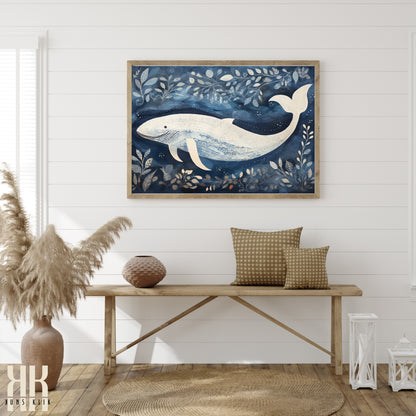 Scandinavian Whale Folk Art Print - 6