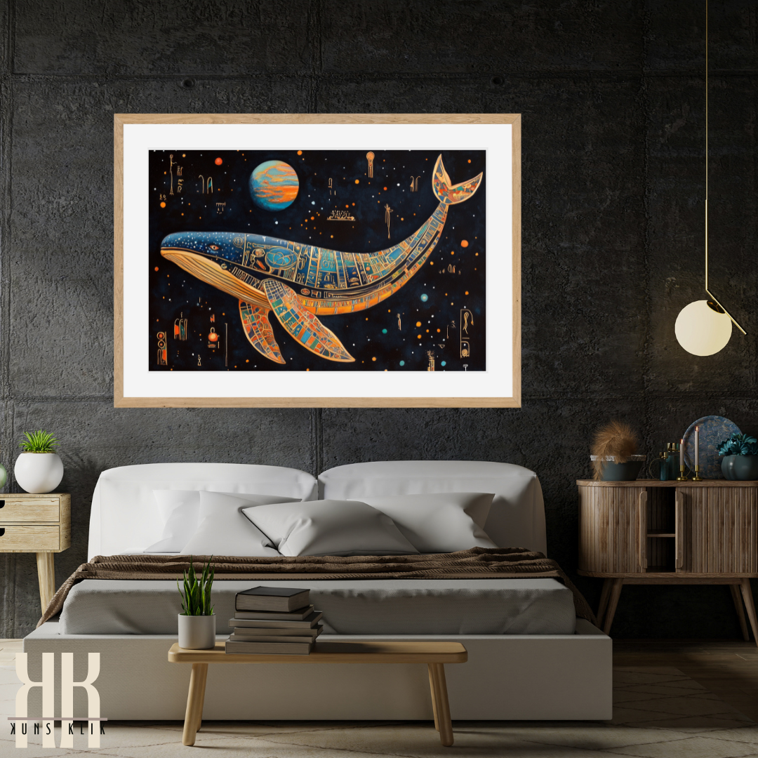 Fantasy Cosmic Whale Art Print - Vibrant Dreamlike Decor