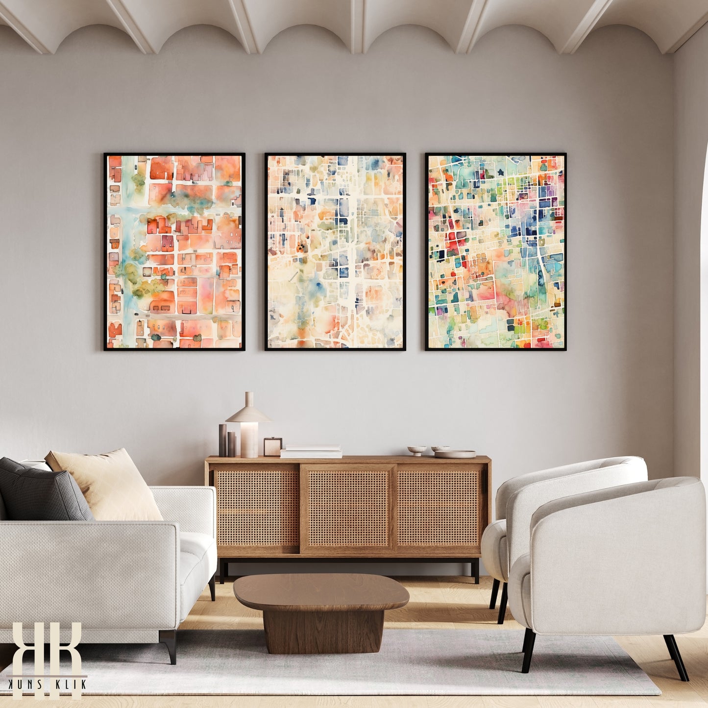 Abstract Cityscape Urban Map Art Print - 1