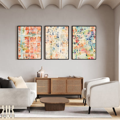 Abstract Cityscape Urban Map Art Print - 1