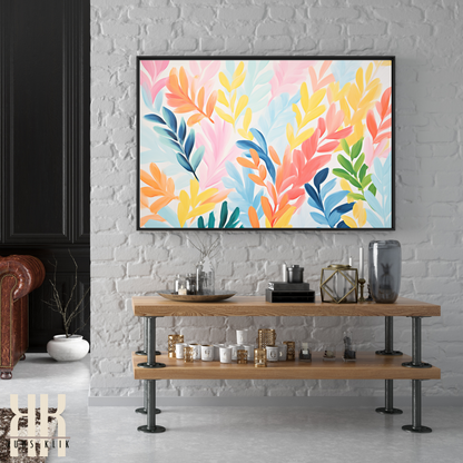 Colourful Leaf Broad Brush Stroke Matisse Pattern Print - 14