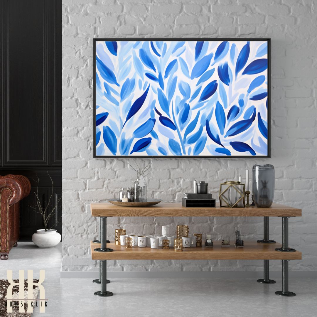 Modern Blue Floral Art Work