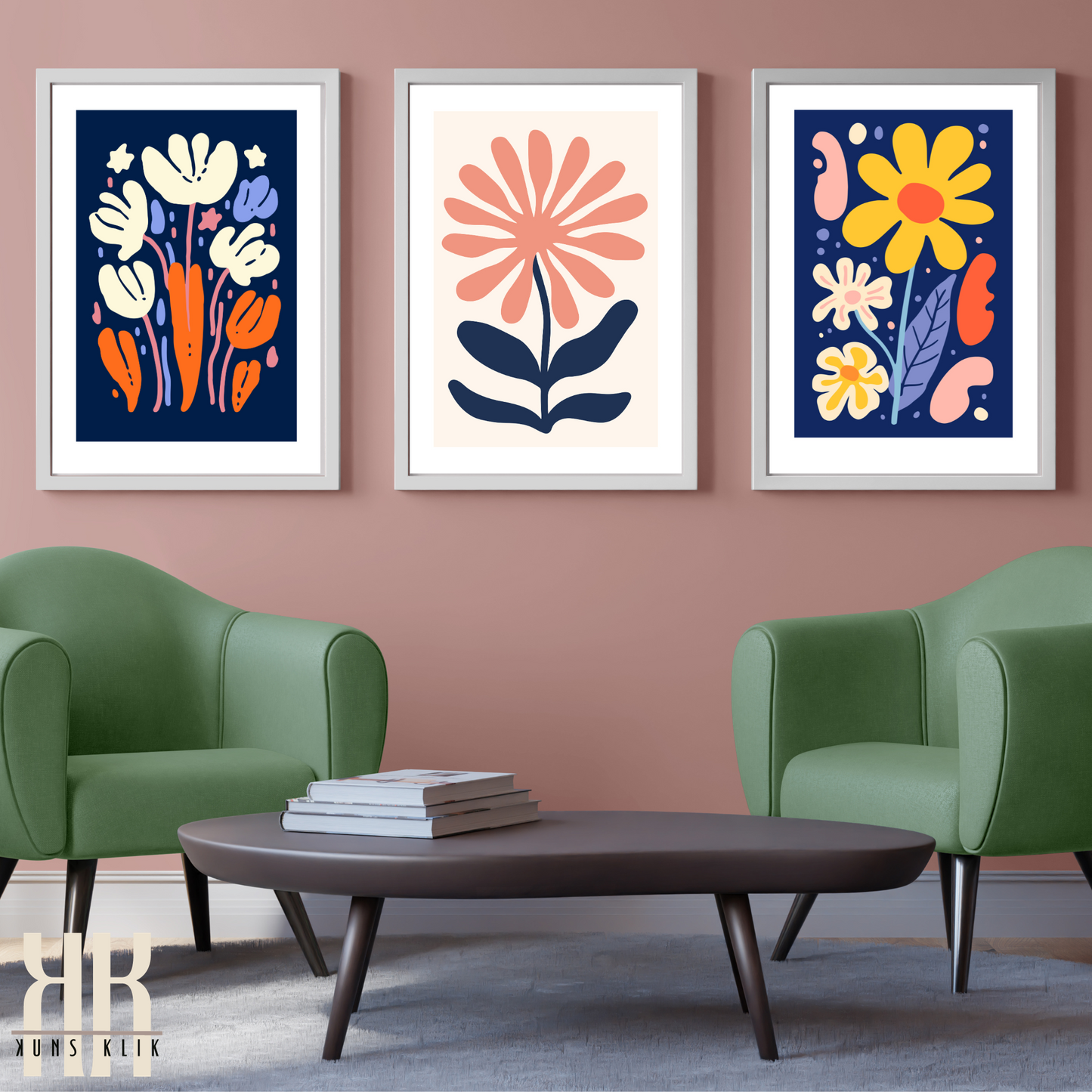 Contemporary Botanical Flat Floral Wall Art - 4