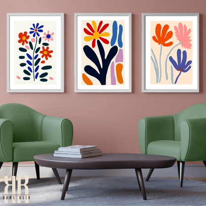 Contemporary Botanical Flat Floral Wall Art - 3