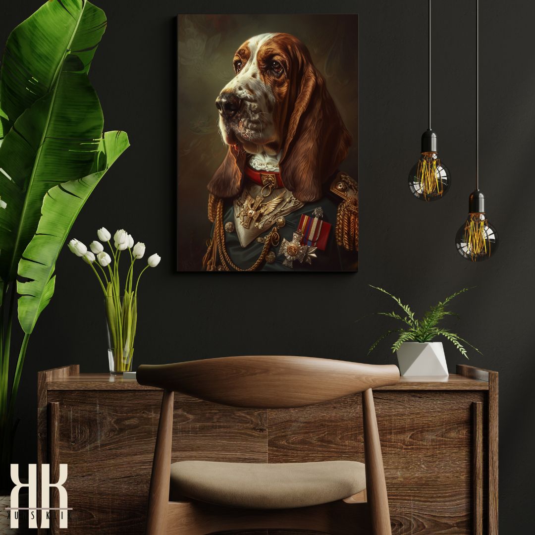 Basset Hound Dog Royal Portrait Dressed as Royalty