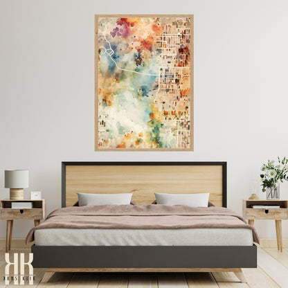 Abstract Cityscape Urban Map Art Print - 8