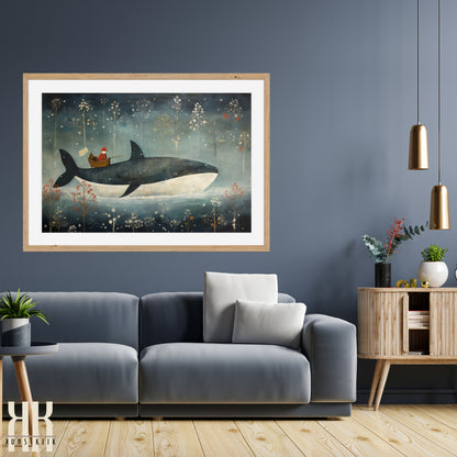 Scandinavian Whale Folk Art Print - 9