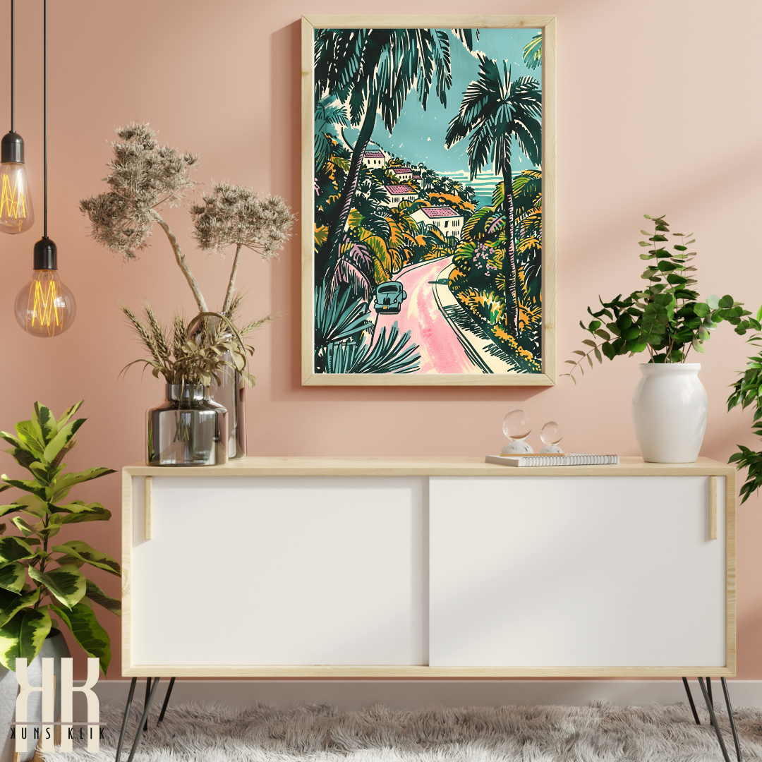 Old Havana-Inspired Wall Art – Tropical Architecture & Lush Palms