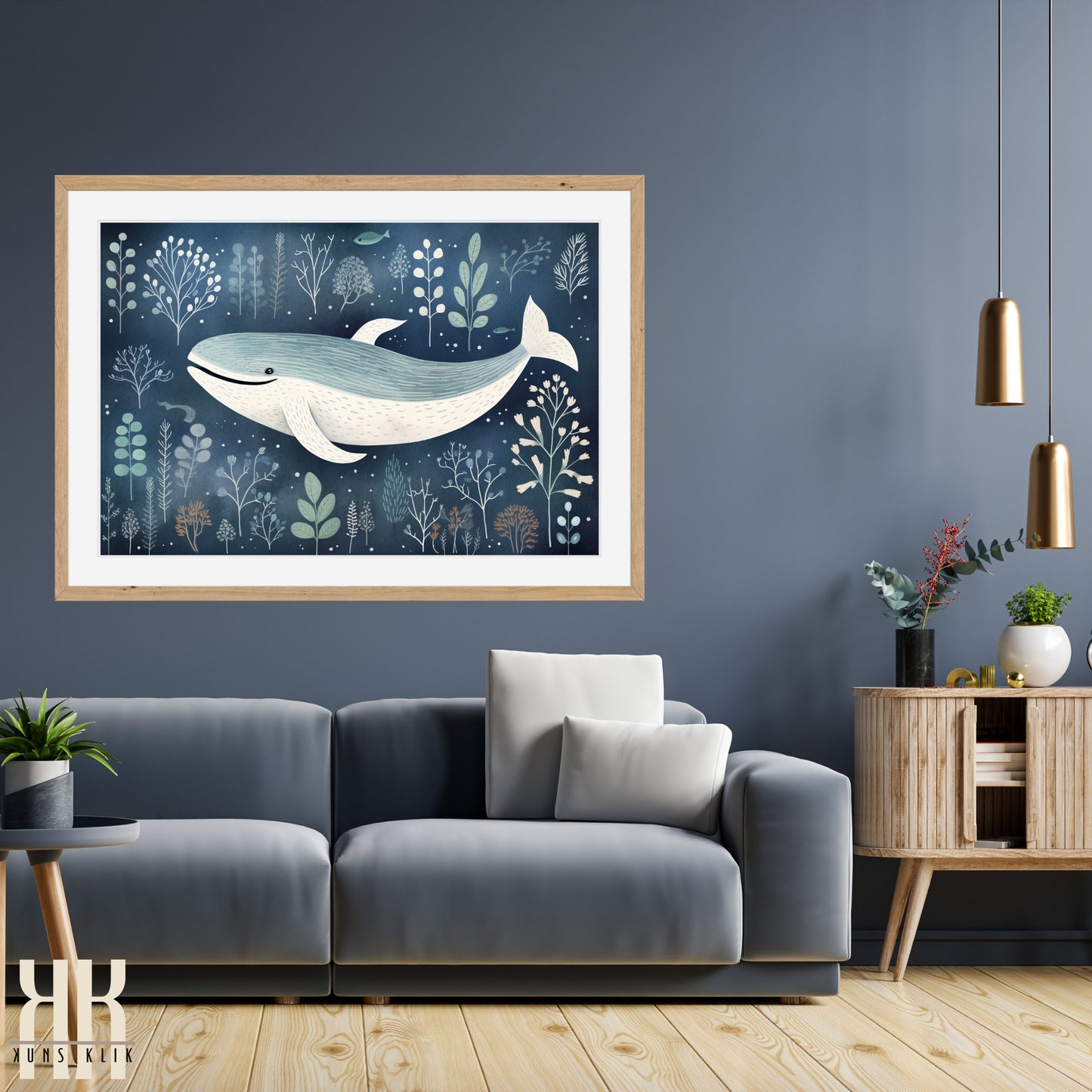 Scandinavian Whale Folk Art Print - 7