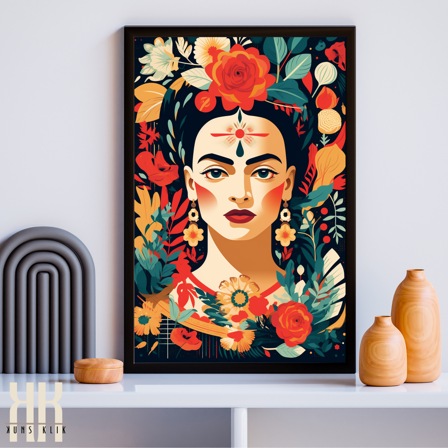 Frida Kahlo Bold Colourful Portrait Wall Art - 3