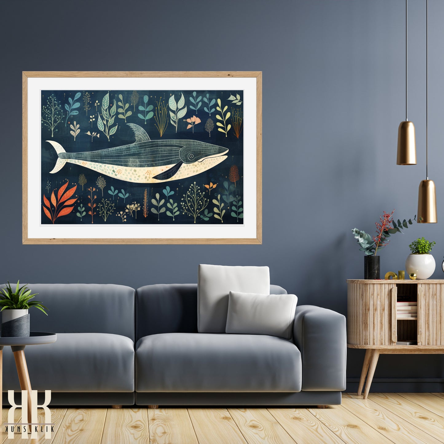 Scandinavian Whale Folk Art Print - 4