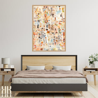 Abstract Cityscape Urban Map Art Print - 7