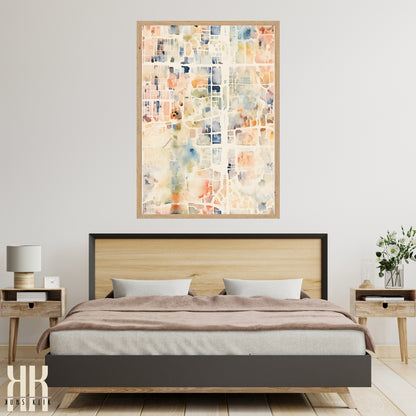 Abstract Cityscape Urban Map Art Print - 3